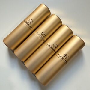 Set of 4 Gold refillable perfume atomizers 20ml/0.68fl oz,glass+metal,in boxes